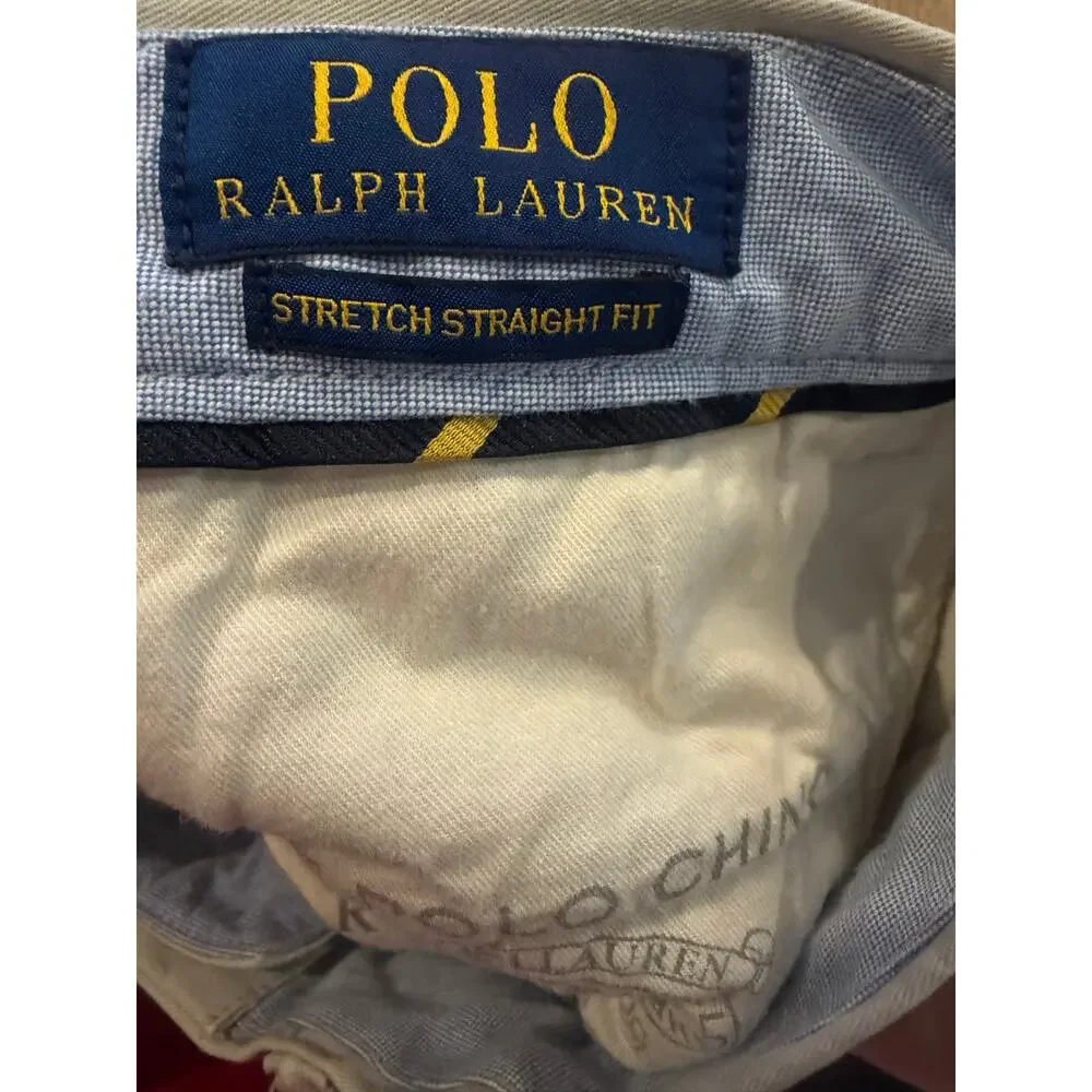 Polo Ralph Lauren Mens 34x32‎ Stretch Classic Fit Chino Pants Cotton Light Khaki